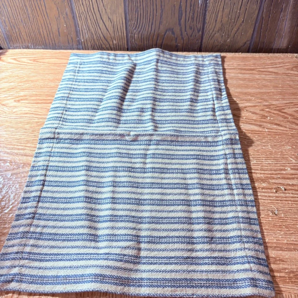Park Designs Blue Tan Ticking Stripe Cotton Woven Place Mat Lot o 4